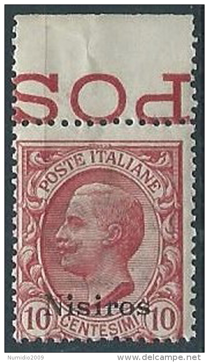 1912 EGEO NISIRO EFFIGIE 10 CENT MNH ** - W092 - Egeo (Nisiro)