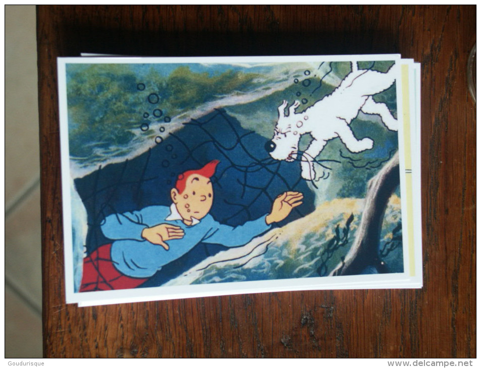 TINTIN Reproduction  CARTE POSTALE TINTIN NAGE SOUS L'EAU  HERGE - Tintin