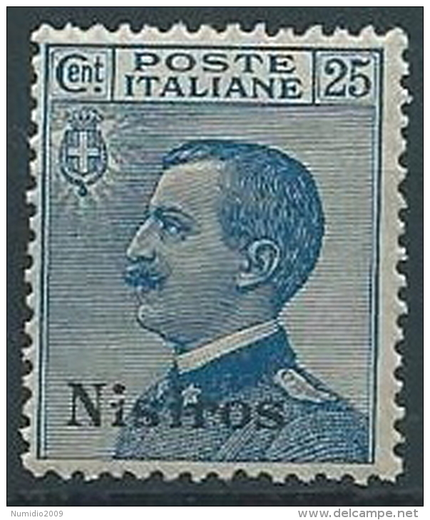 1912 EGEO NISIRO EFFIGIE 25 CENT MNH ** - W093-10 - Egeo (Nisiro)