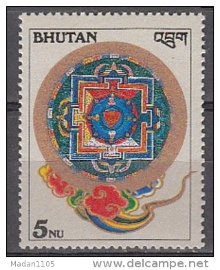 BHUTAN 1986 , Kilkhor Mandalas,  Religous Art, Buddhism,  Dieties,  1 Value, 5Nu. MNH(**) - Boeddhisme