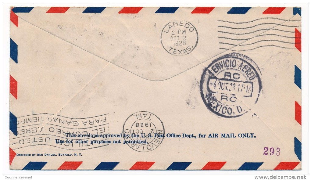 Enveloppe Premier Vol / First Flight F.A.M.#2 CHICAGO TO MEXICO - 1er Octobre 1928 - 1c. 1918-1940 Lettres