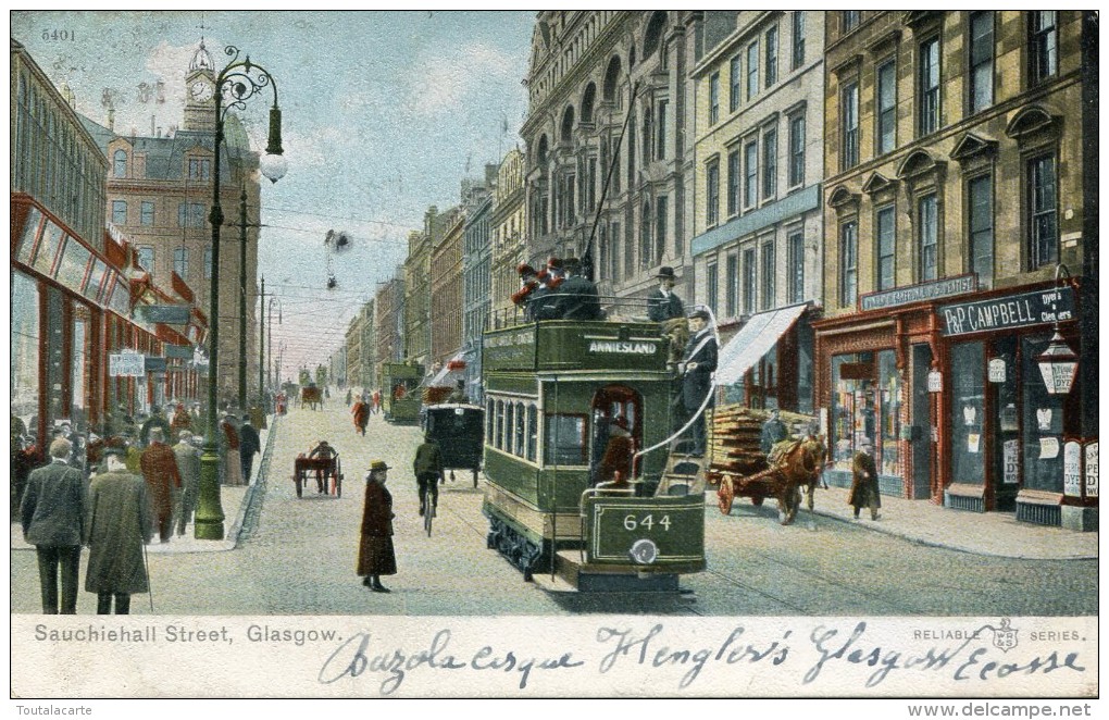 POST CARD SCOTLAND SAUCHIEHALL STREET GLASGOW 1905 Beautifull Colors - Lanarkshire / Glasgow