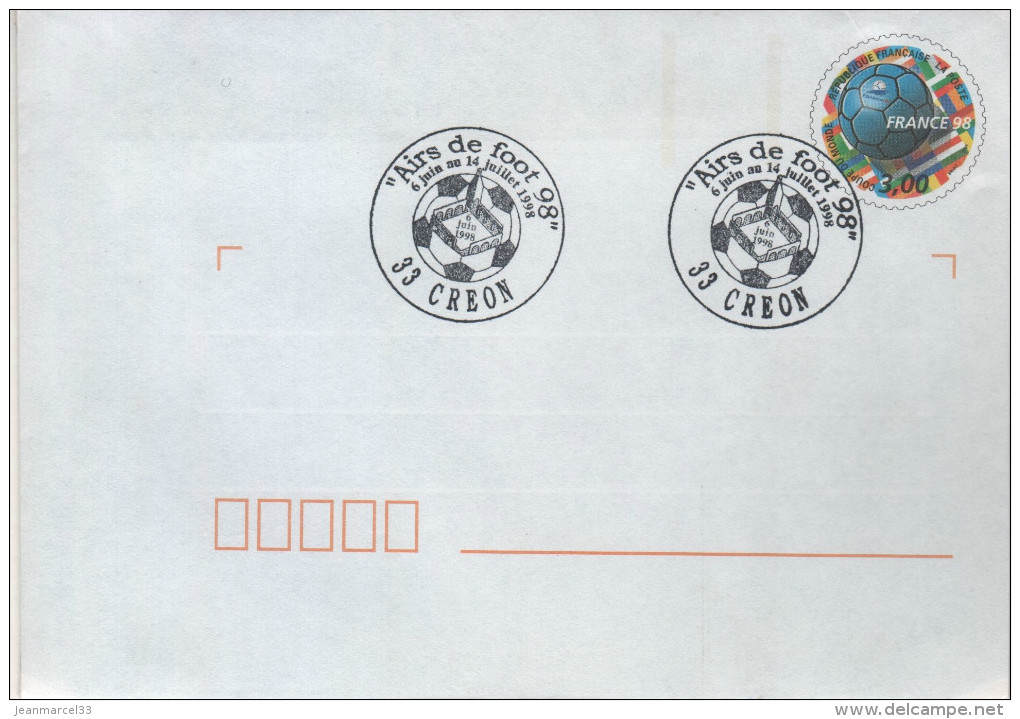 Lettre Football 98 33 Créon 6 Juin 1998 BT "Airs De Foot 98 6 Juin Au 14 Juillet 1998" - Lettres & Documents