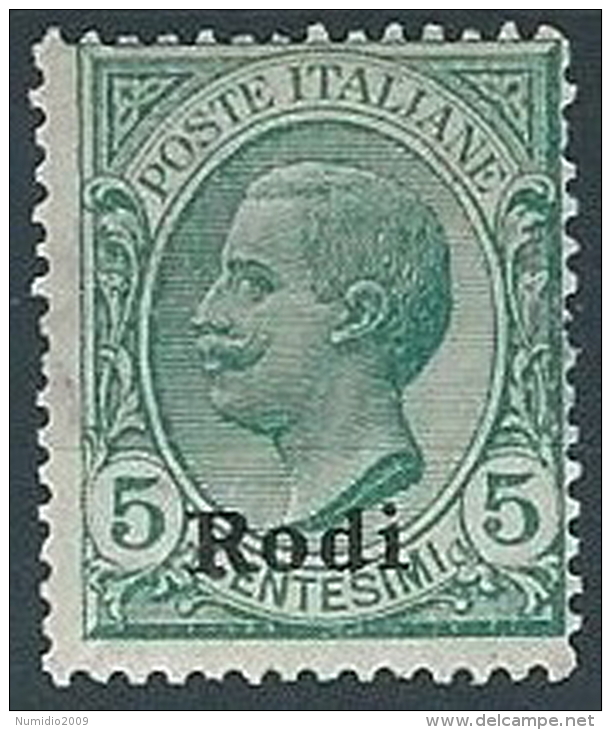 1912 EGEO RODI EFFIGIE 5 CENT MH * - W106-3 - Egée (Rodi)