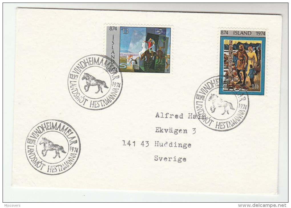 1974 ICELAND HORSES EVENT Pmk COVER Horse Stamps - Horses