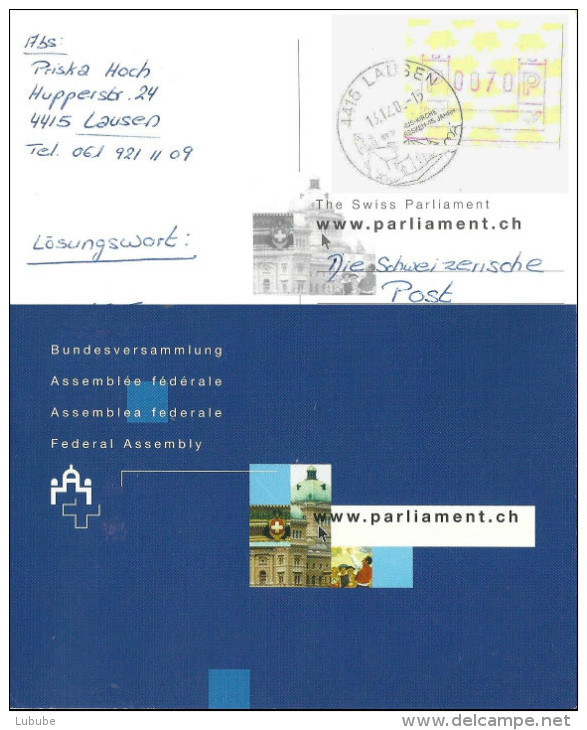 AK  "Bundesversammlung - Www.parliament.ch"   (ATM-Abart)             2002 - Automatenzegels
