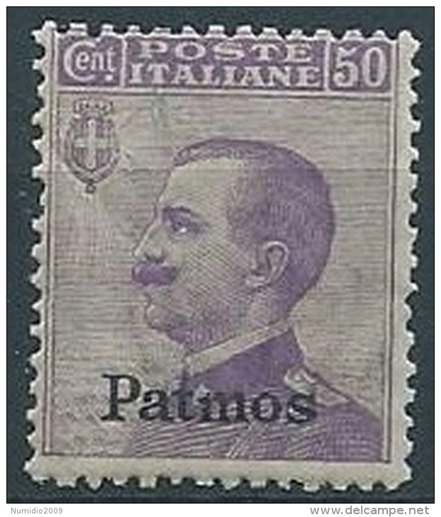 1912 EGEO PATMO EFFIGIE 50 CENT MNH ** - W100-10 - Egeo (Patmo)