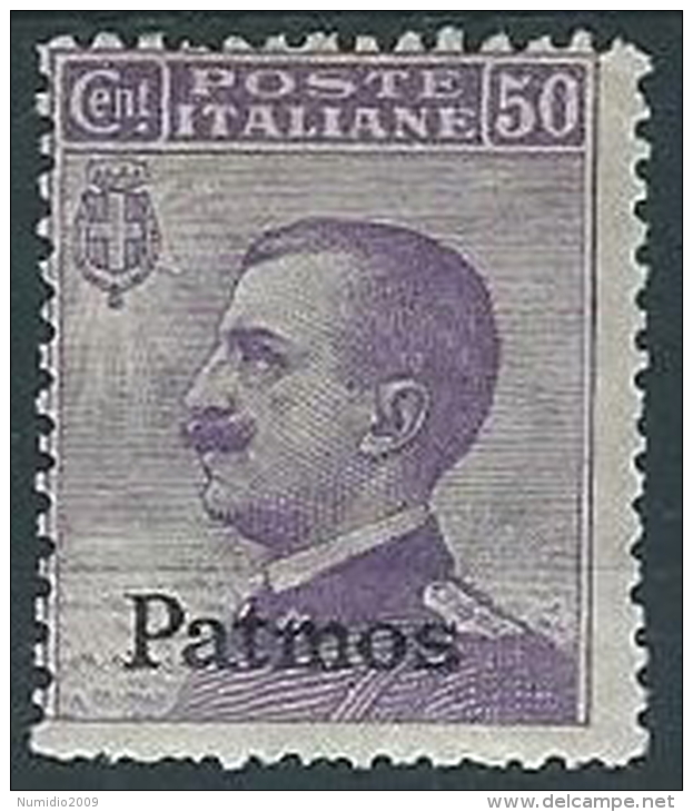 1912 EGEO PATMO EFFIGIE 50 CENT MH * - W100 - Egée (Patmo)