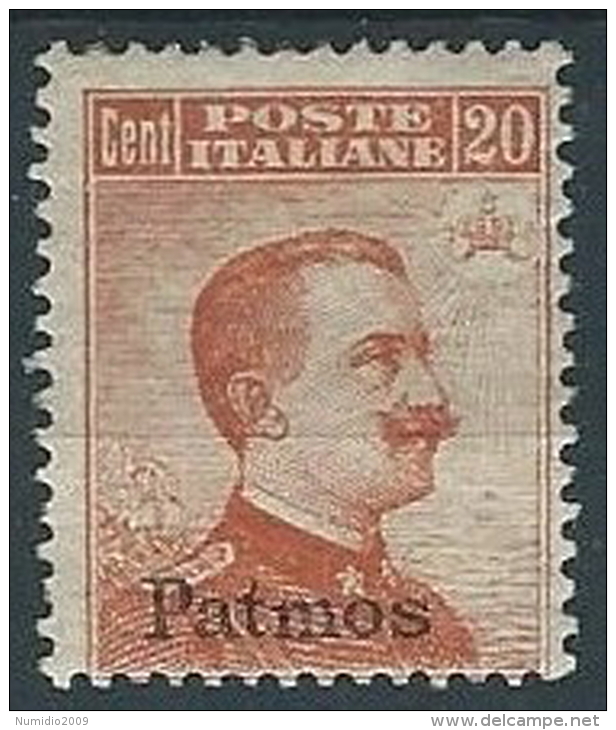 1917 EGEO PATMO EFFIGIE 20 CENT MH * - W101 - Egeo (Patmo)