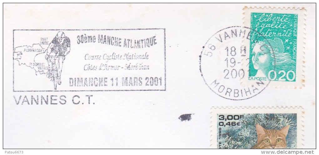 FRANCE 2001. Radsport Cycle Race In Britanny. Nice Cancellation On Letter. RARE - Ciclismo