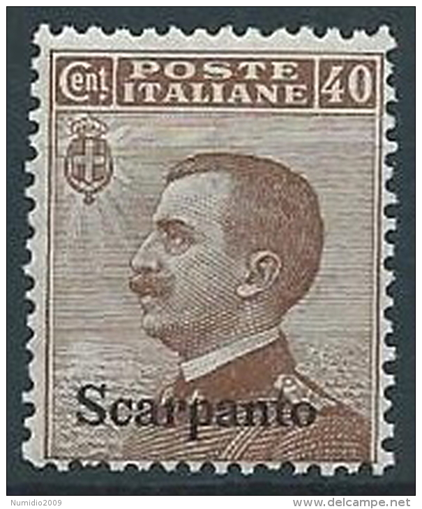 1912 EGEO SCARPANTO EFFIGIE 40 CENT MNH ** - W112-6 - Ägäis (Scarpanto)