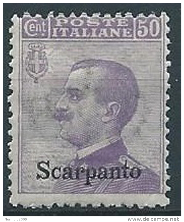 1912 EGEO SCARPANTO EFFIGIE 50 CENT MNH ** - W113-4 - Ägäis (Scarpanto)