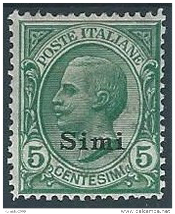 1912 EGEO SIMI EFFIGIE 5 CENT MH * - W114 - Aegean (Simi)