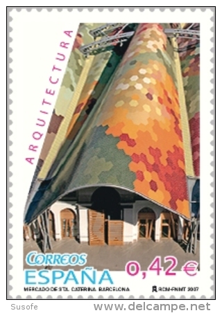 España 2007 Edifil 4325 Sello ** Arquitectura Mercado Santa Caterina Barcelona 0,42€ Spain Stamps Timbre Espagne - Usados