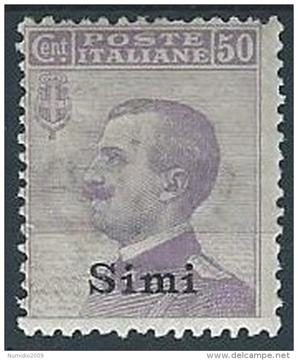 1912 EGEO SIMI EFFIGIE 50 CENT MH * - W115-2 - Ägäis (Simi)