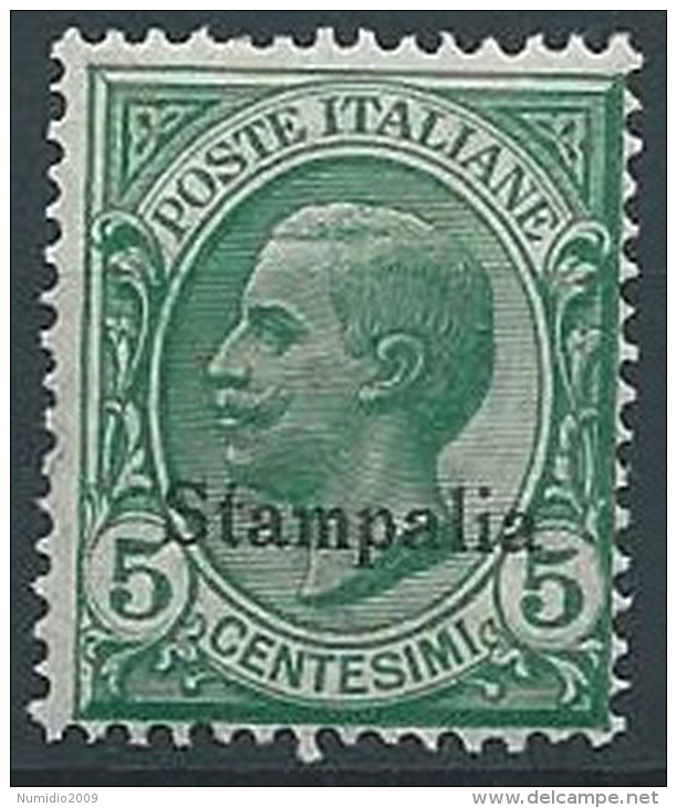 1912 EGEO STAMPALIA EFFIGIE 5 CENT MNH ** - W116-5 - Aegean (Stampalia)