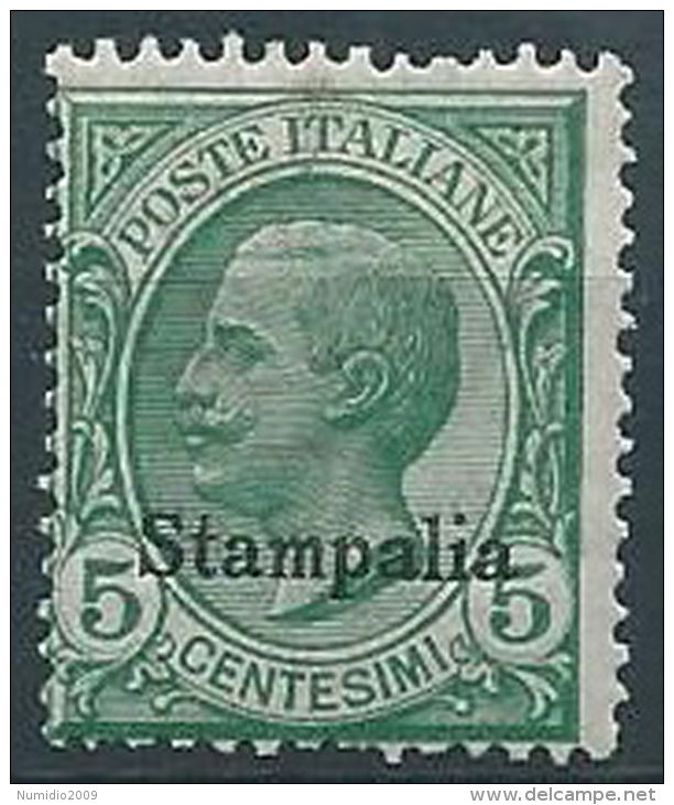 1912 EGEO STAMPALIA EFFIGIE 5 CENT MNH ** - W116-7 - Egée (Stampalia)