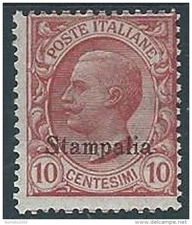 1912 EGEO STAMPALIA EFFIGIE 10 CENT MH * - W117-2 - Aegean (Stampalia)