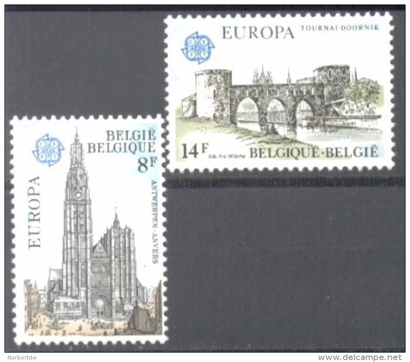 Belgium**EUROPA CEPT 1978-Architecture-Cathedral Antwerp-Tournai Pont Des Trous-MNH - Unused Stamps