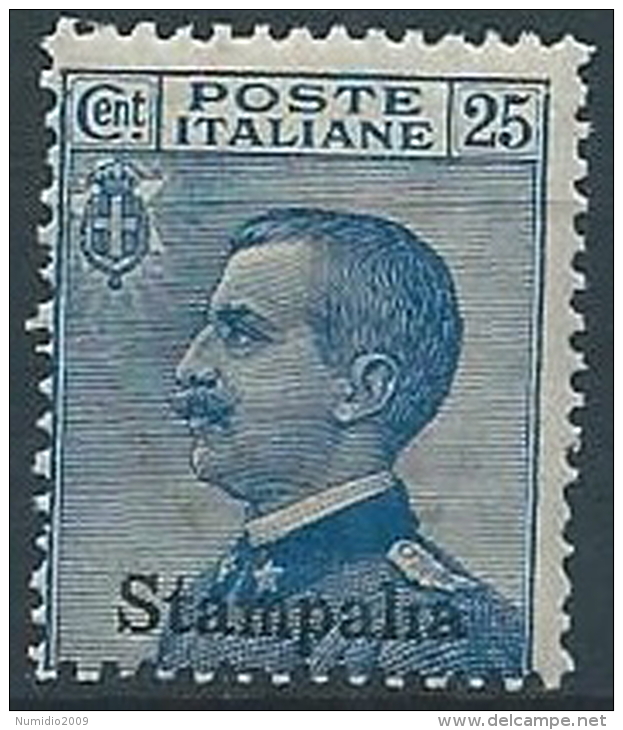 1912 EGEO STAMPALIA EFFIGIE 25 CENT MNH ** - W117-3 - Aegean (Stampalia)