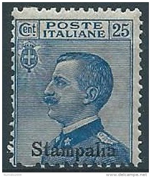 1912 EGEO STAMPALIA EFFIGIE 25 CENT MNH ** - W117-5 - Egée (Stampalia)