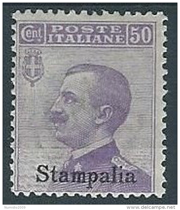 1912 EGEO STAMPALIA EFFIGIE 50 CENT MH * - W118-3 - Aegean (Stampalia)