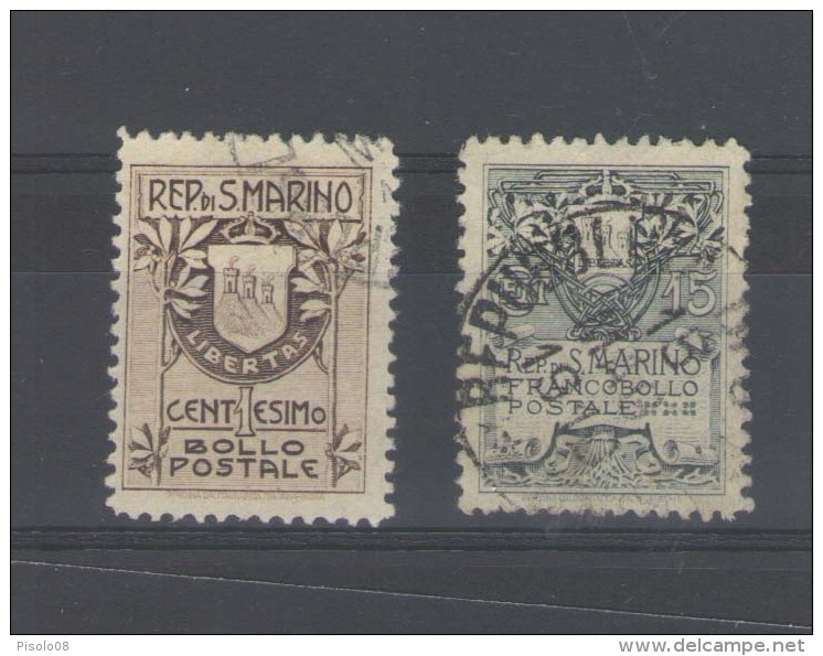 SAN MARINO 1907 STEMMA USATI - Used Stamps