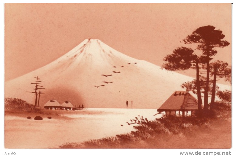 Japan Artist Image Mountains Volcano Mt. Fuji?, C1900s Vintage Postcard - Other & Unclassified