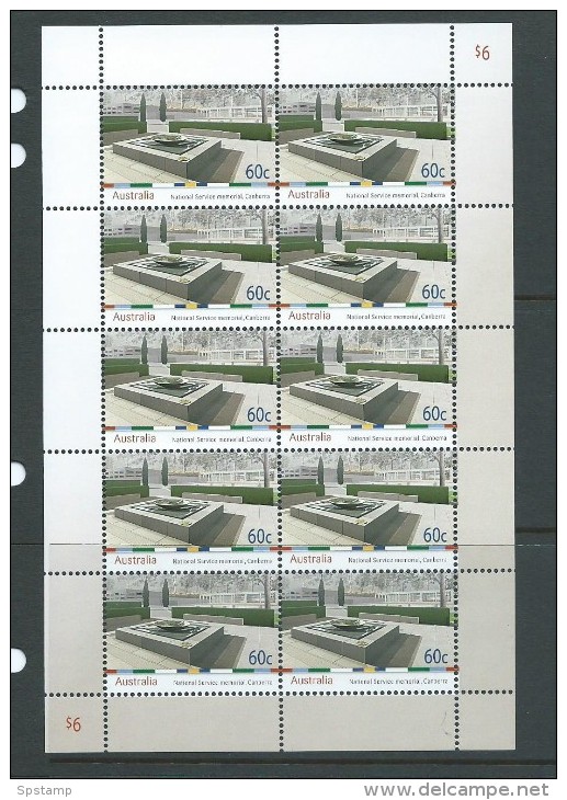 Australia 2010 National Service Monument Sheetlet Of 10 MNH - Mint Stamps