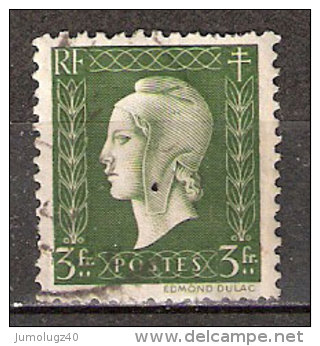 Timbre France Y&T N° 694 (01) Obl.  Marianne De Dulac.  3 F. Olive. Cote 0,15 € - 1944-45 Marianne De Dulac