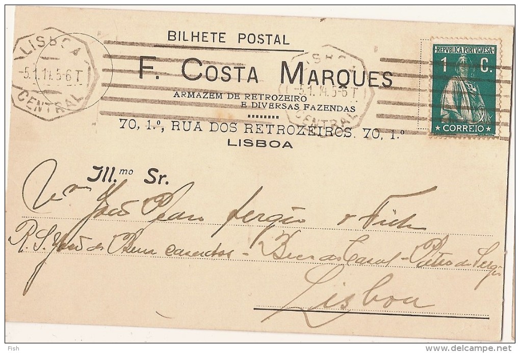 Portugal & Bilhete Postal, F. Costa Marques, Lisboa, 1914 (186) - Brieven En Documenten