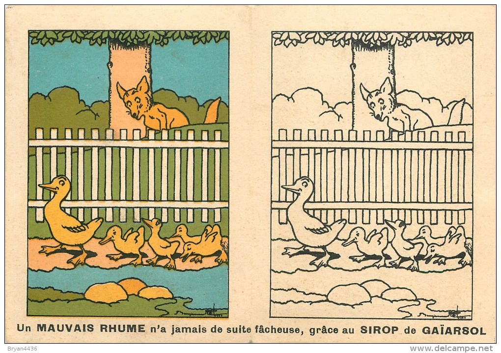 Benjamin Rabier - ** Les Animaux ** - Carte Ancienne Pub à Colorier- Format Ouvert (11 X 16 Cm) - Rabier, B.