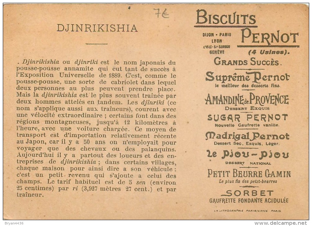 Biscuits Pernot - **Inrikischa ** - Voir 2 Scans - Pernot