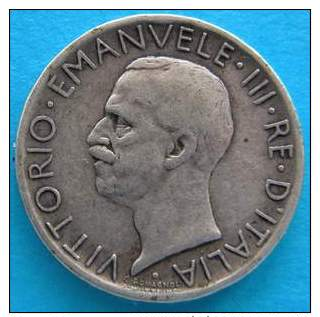 REGNO -  5 Lire Aquilino1928** Argento Mb/bb  Rara - 1900-1946 : Vittorio Emanuele III & Umberto II