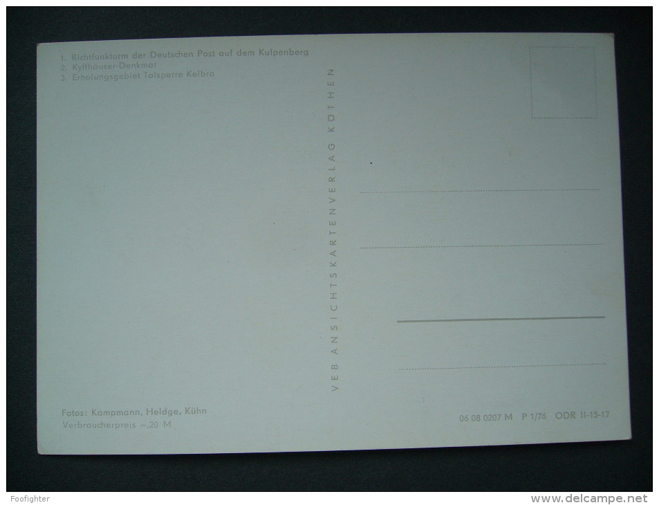 Germany: DDR - Erholungsgebiet Kyffhäuser - Richtfunkturm, Denkmal, Talsperre Kelbra - 1970s Unused - Kyffhaeuser