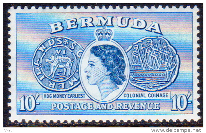 BERMUDA 1957 SG #149a 10sh MNH OG  Ultramarine CV £80 - Bermuda