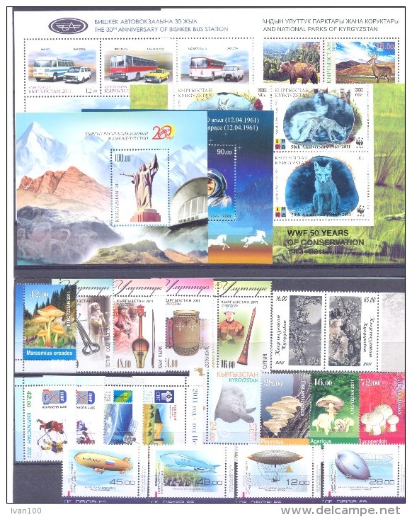 2011. Kyrgyzstan, Complete Year Set 2011, 23v + 2 S/s + 2 Sheetlets, Mint/** - Kirghizistan