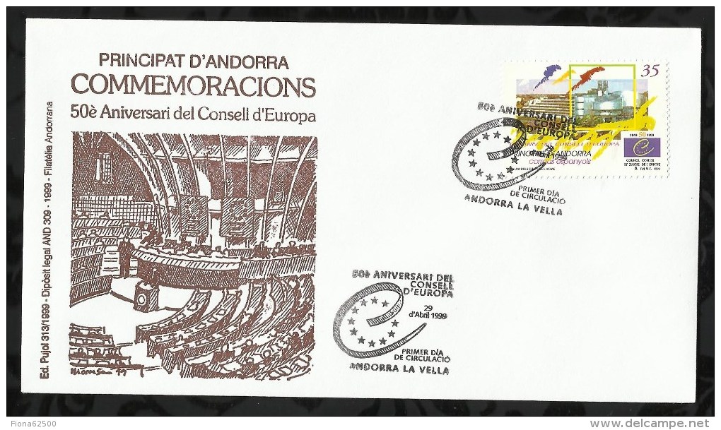 PREMIER JOUR . CINQUANTENAIRE DU CONSEIL DE L´EUROPE  . 29 AVRIL  1999 . - Covers & Documents