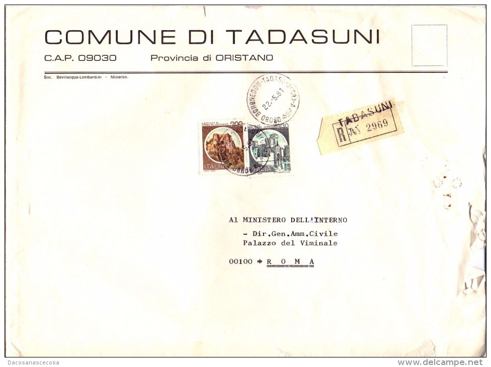 COMUNE DI TADASUNI  - 09030 - PROV ORISTANO - R - 1981 - FTO 18X24 - TEMATICA TOPIC STORIA COMUNI D´ITALIA - Macchine Per Obliterare (EMA)