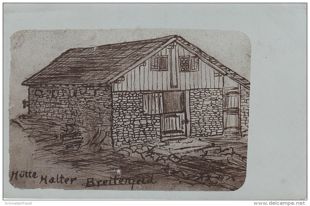 Litho Stich Zeichnung AK Hütte Halter Breitenfeld Halterhütte ? Schöckl ? Falkert ? Preber ? - Zu Identifizieren