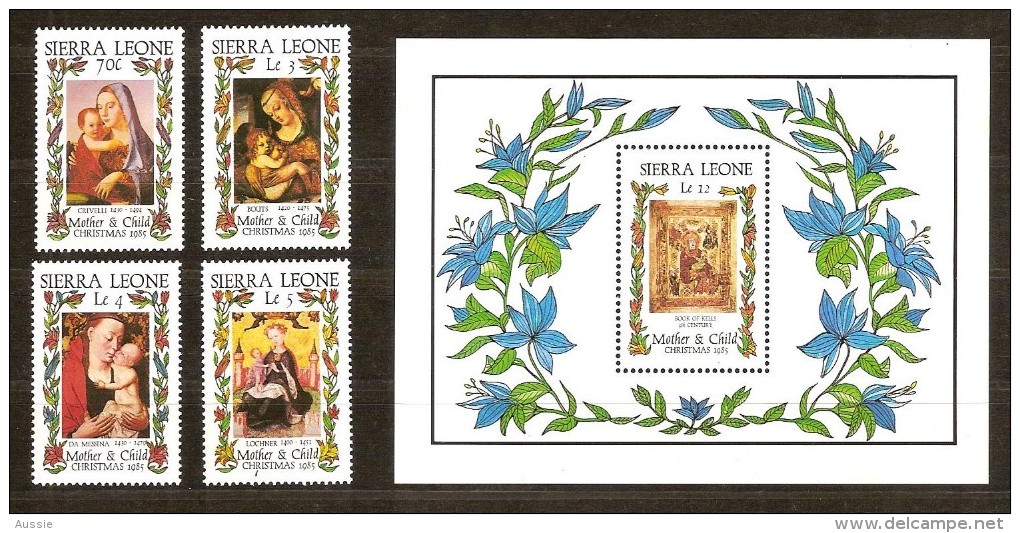 Kerstmis Noël Christmas 1985 Sierra Leone Yvertnr. 679-82 Et Bloc 40 *** MNH Cote 85 FF - Sierra Leone (1961-...)