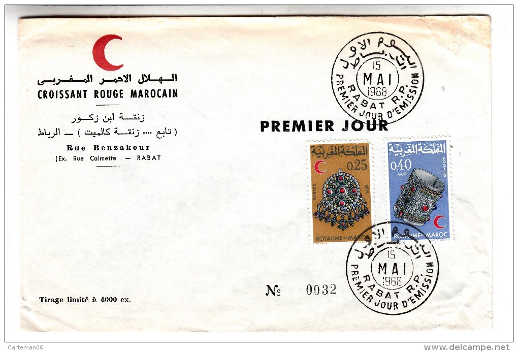 FDC Maroc - Croissant Rouge - Premier Jour - Rabat - 15/05/1968 - Morocco (1956-...)