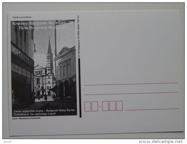 German Extermination Bydgoszcz September 1939  / Church St Ignacy / Carte Postale / 2 Scan - Guerre 1939-45