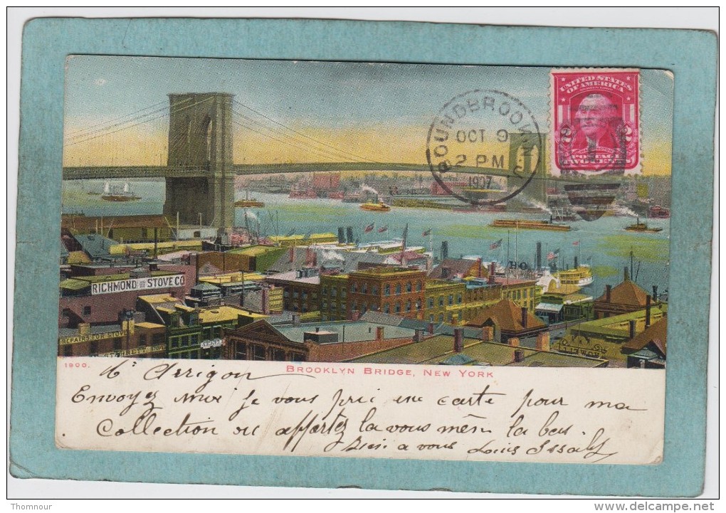 BROOKLYN  BRIDGE -  NEW  YORK  -  1907  -   CARTE  PRECURSEUR  - - Brooklyn