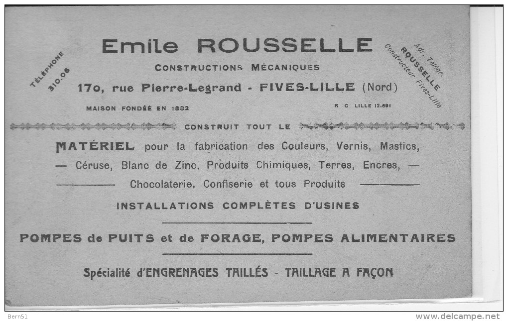 FIVES-LILLE - Emile ROUSSELLE - Constructions Mécaniques (rare) - Autres & Non Classés