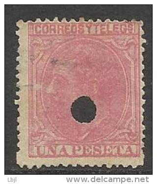 ESPAGNE , SPAIN , 1 P , Perforation Télégraphique , 1879 , N° Y&T 190 - Télégraphe