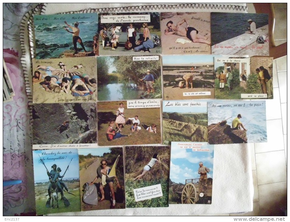 LOT DE 16 CARTES.HUMORISTIQUES....SCENES DE VIE...PLAGE..PECHE...VACANCES..ETC.. - 5 - 99 Karten