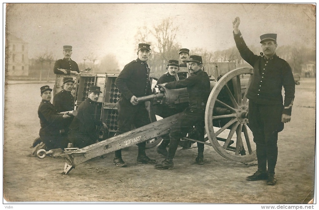 Photo Canon Et Militaires Du 29° Régiment Artillerie WW1 - Guerra, Militari