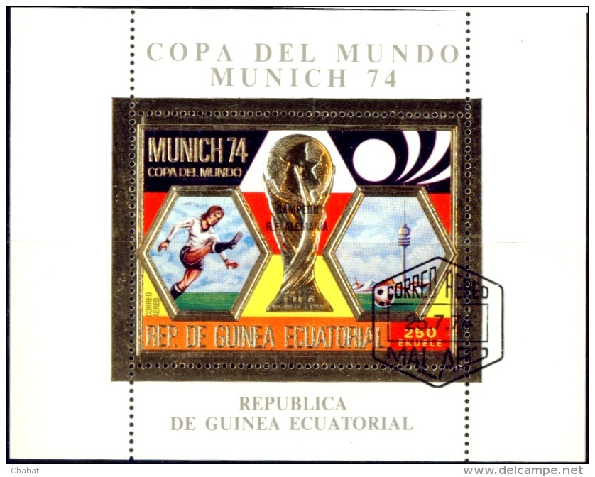 SOCCER-FIFA WORLD CUP-MUNICH-GOLD PLATED MS-3 Nos-CTO-OVERPRINT-MNH-B4-113 - 1974 – Germania Ovest