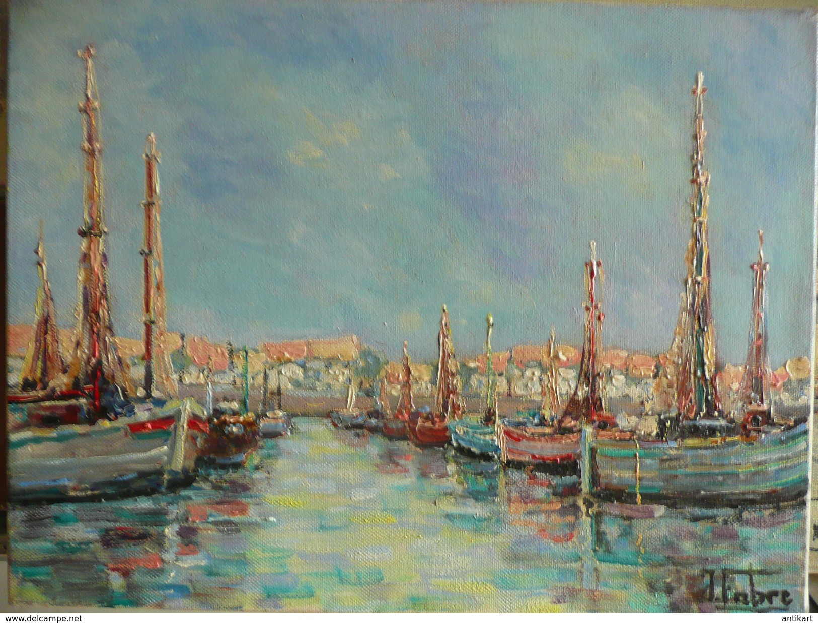 J. Fabre - Port De Méditerranée- HST Signée - Oleo